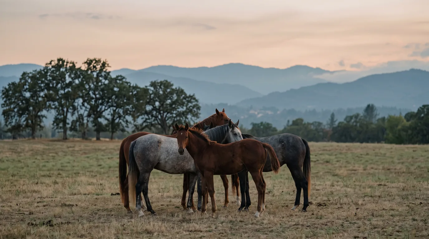 Chevaux en liberté, Les Poneys de la Fontaine, Ardèche